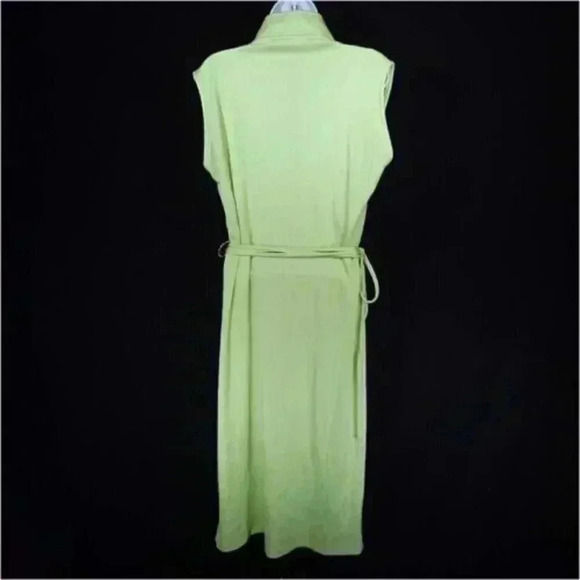Y Project Midi Dress Lime Green Women's Small Sleeveless Crew Neck Waist Tie 36 - Picture 4 of 6